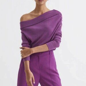 REISS "Gracey" off-the-shoulder Merino wool Sweater